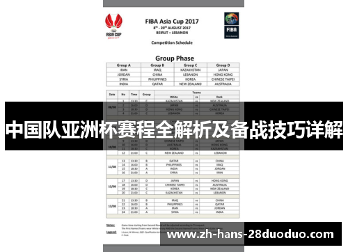 中国队亚洲杯赛程全解析及备战技巧详解 中国队亚洲杯赛程全解析及备战技巧详解